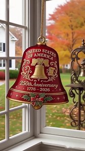 🔔✨ RING IN AMERICA’S 250TH! Honor a quarter-millennium of freedom with the Official United States Semiquincentennial Bell Ornament—a timeless tribute cast in pride!🎉 Why This Bell Echoes History: 🕰️ Symbol of Liberty Inspired by iconic American bells, its chime echoes 250 years of courage, progress, and unity. Hang it with reverence! 🎨 Heirloom Craftsmanship Premium metal with etched stars/stripes details and '1776-2026' insignia. Built to gleam for generations. 🏡 Patriotic Centerpiece Dazz