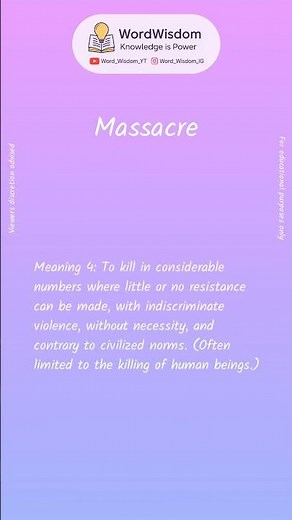What does "Massacre" mean? | English vocabulary shorts | #massacre #wordwisdom