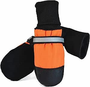 Muttluks Fleece Lined Muttluks Dog Boots - Set of 4, XX-Large (4.75 to 5.25 inch), Orange