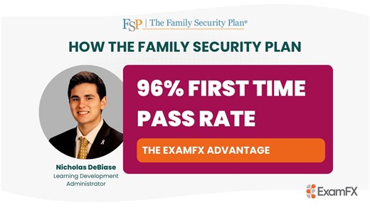 The Family Security Plan experienced a 96% increase in first-time pass rates after Learning and Development Administrator Nick DeBiase established a strategic partnership with the ExamFX team and implemented the Elite Learning Platform. | ExamFX | Facebook