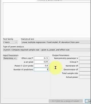 G*Power - Multiple (linear) regression minimum sample size