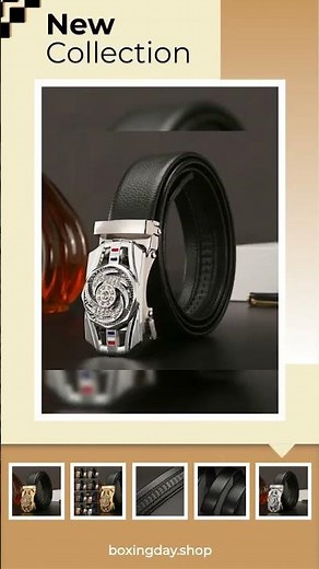 Men’s Luxury Automatic Buckle Leather Belt – Gold Waist Buckle with Rhinestones