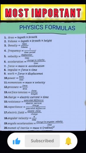 Physics formulas #science #shortsvideo #shorts #trending