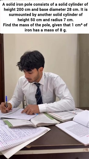 Class 10 Maths 🔥 5 Mark Solid Cylinder Pole Question | Volume & Mass Trick | Board Exam