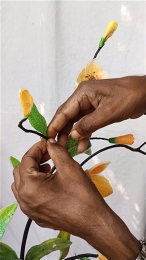 How to decorate dry twig with hand made flowers|Radheyshyam|#ytshorts#diy #flowers #beautiful