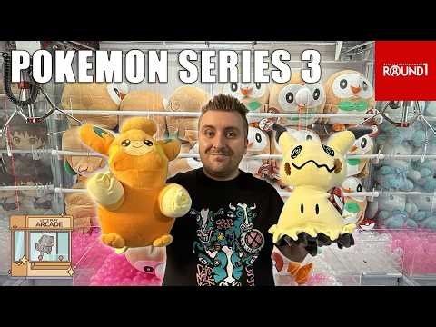 Playing Claw Machines for Pokemon Series 3 Plushies at Round1