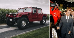 Arnold Schwarzenegger looks badass as he hits the road in the world's first electric Hummer