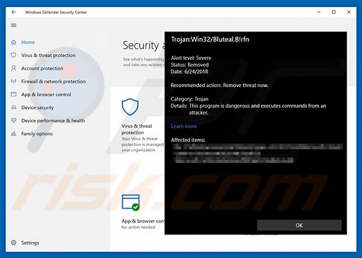 Win32/Bluteal.B!rfn Trojan