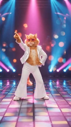 This Cat’s Disco Dance Broke the Internet 😹🪩Disco Fever! Cat Dancing Like a Pro 😹🔥 #memecore #shorts