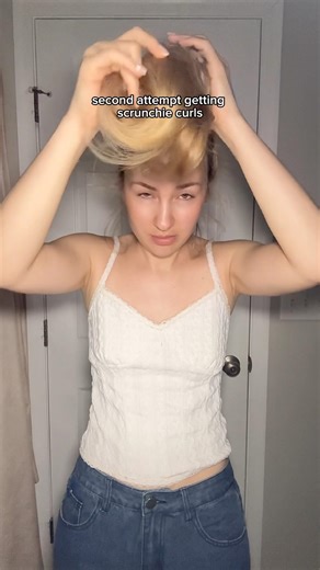 2nd attempt. Scrunchie curls try test 🤔#longhairstyle #heatlesscurls #hairtrends