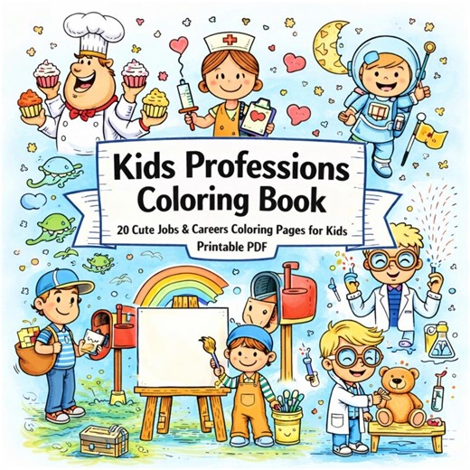 Kids Professions Coloring Book – 20 Cute Jobs & Careers Coloring Pages for Kids | Printable PDF - Etsy