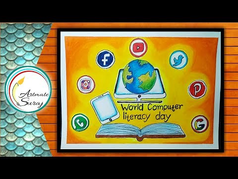How to draw World computer literacy day|Computer literacy day drawing for beginners|#Artmatesuraj