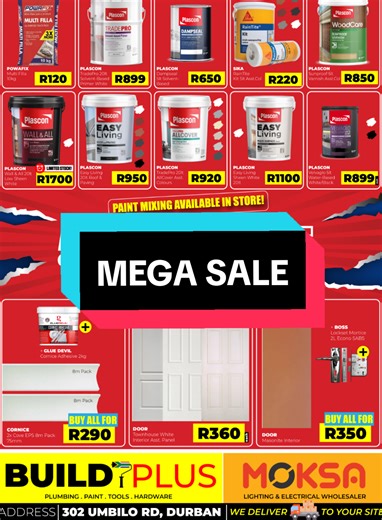 Don't miss out on our #megasale at Build Plus Hardware. Get #plascon paint at #clearance prices! #trending #supersale #sale #paint #diy #fyp