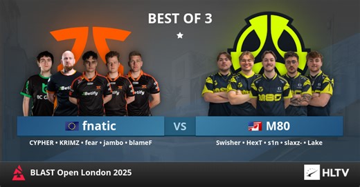 fnatic vs M80 at BLAST Open London 2025
