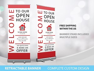 Open House, Real Estate Sign, Welcome Open House Sign, Retractable Banner, Roll up Banner Realtor Sign Banner Real Estate Broker, Open House - Etsy