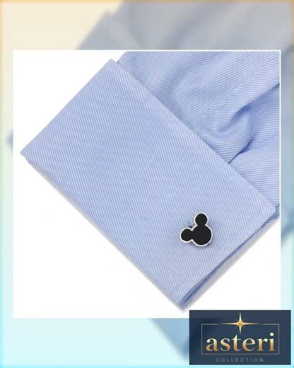 Disney Mickey Mouse Sterling Silver and Onyx Cufflinks