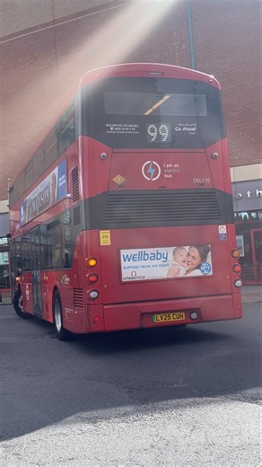 LV25CUH on route 99 arriving into Bexleyheath Clock Tower ‘DEL110’