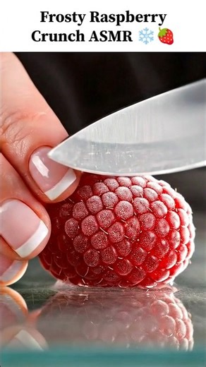 Frosty Raspberry Cutting ASMR ❄️🍓 | Icy Berry Crunch #asmr #relaxing #shorts
