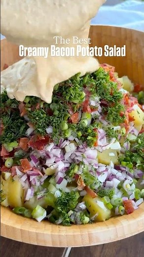 Creamy Bacon Potato Salad #potatosalad #saladrecipe #summersalads #bacon #potatosaladrecipe