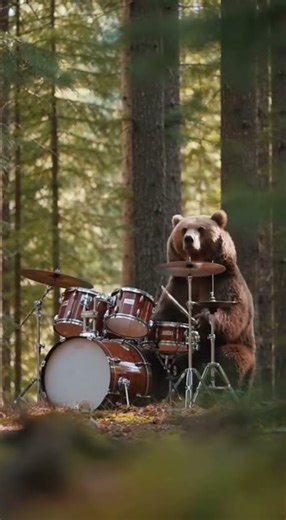 A Bear Playing Drums in the Forest… Caught on Hidden Camera! 🐻🥁😂