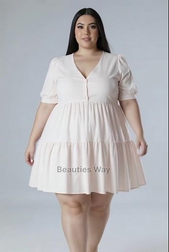 Plus Size Flowy Tiered Babydoll Shirt Dress Fashion Collection