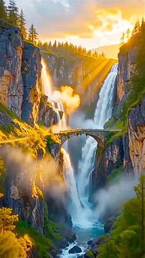 You Won’t Believe This Twin Waterfall Bridge 😍 4K Ultra Realistic Nature #Shorts ‪@Quiet4kLife‬