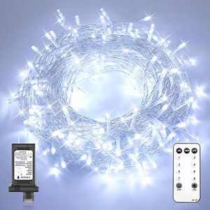 600 LED Garden Lights, 246FT Outdoor Waterproof String Lights with Remote, Timer & Memory Function & 8 Modes, Twinkle Lights Plug in for Christmas Tree, Patio, Outside, Indoor, Cold White