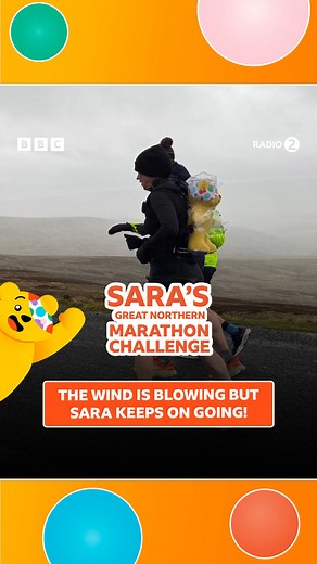 Sara is braving the Great British weather today...just hear that wind howl 🥶 Show Sara your support and donate to BBC Children in Need online at bbc.co.uk/sara | #SaraCIN | BBC Radio 2