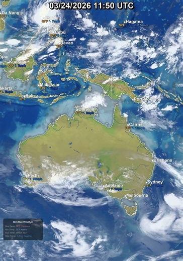 Australia & Oceania 24 Hour Satellite Weather | March 24, 2026 #shorts
