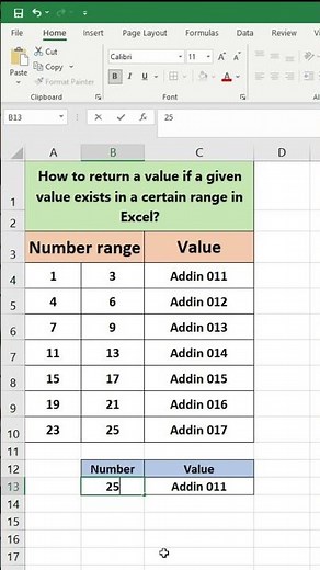 “How to Return a Value If a Given Value Exists in a Certain Range in Excel?” 🔍📊