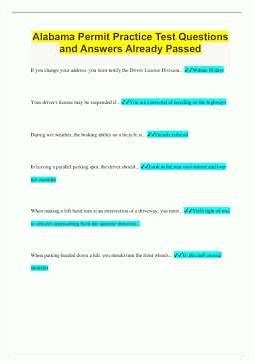 Alabama Permit Practice Test Questions and Answers Already Passed2105
