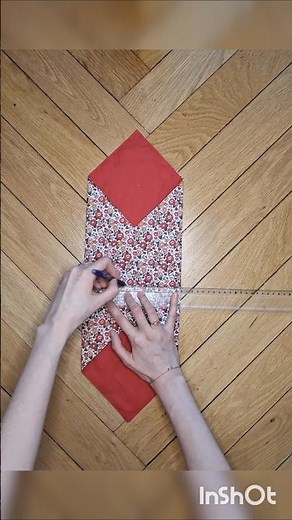 Quick and easy sewing project from fabric scraps! Origami drawstring pouch 💖 #upcycling #sewing #diy