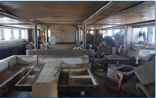 Pictured: Bayesian interior seen for first time since superyacht raised