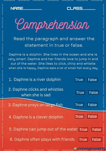 comprehension online exercise for