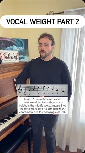 ᴊᴏʀᴅᴀɴ ꜱᴄʜʀᴇɪɴᴇʀ, ᴛᴇɴᴏʀ on Instagram: "Opera Singers & Vocal Weight Part 2! In part 1 we discussed the importance of maintaining good adduction without vocal weight as we ascend towards the top of the staff. In part 2 we take the same principles and vowel coordination to the passaggio to encourage the voice to trust that it doesn’t needs to go into overdrive to make the passggio work. Singers with tongue problems, breath pressure problems or vibrato problems as they move to the passaggio can try