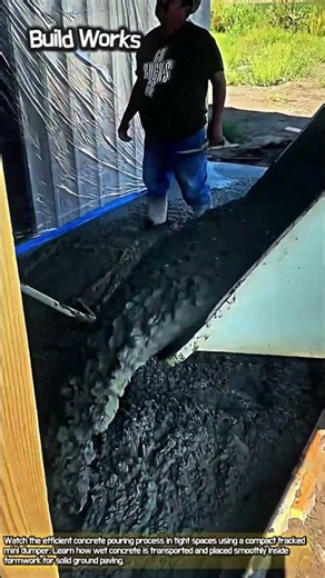 Watch This Mini Dumper Pour Concrete Perfectly Into Forms #worker #process #building