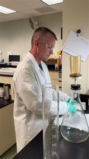Meet one of the many ways we keep an eye on water quality 👀💧 Our lab team runs a Total Suspended Solids analysis to find out! Using a vacuum pump and a glass-fiber filter, we capture and measure all the tiny particles suspended in a sample. It's science in action, helping us track water quality and keep our watershed healthy 🌊 #ScienceBehindTheScences #NYCWater | NYC Watershed
