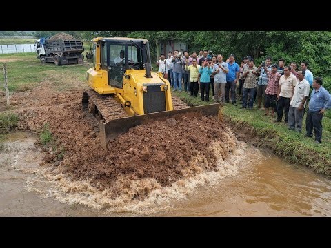 Excellent Start New Perfect Project! Complete100% Landfill On The Flooded by Bulldozer & Dump Truck