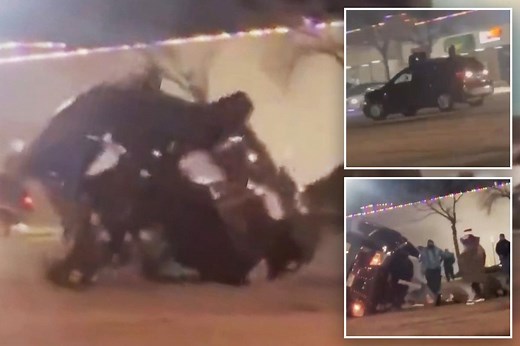 Horrific video captures moment SUV performing dangerous stunt flips over, crushing five people
