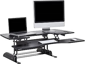 Vari VariDesk Pro Plus 48 - Adjustable Desk Converter with 11 Height Settings - Laptop Sit Stand Desk Riser for Home Office, Table Tops, Workspace - Fully Assembled with Spring Loaded Lift - Black