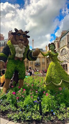 Beauty and the Beast, Lumiere, and Cogsworth topiaries! #disney #epcot #topiary #flowerandgarden