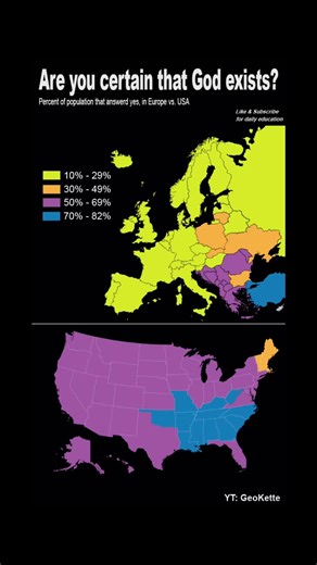 Are you certain that God exists? Europe vs. USA
