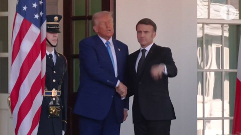 Trump's greets Macron with tug-of-war handshake at White House
