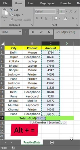 Excel Sum Formula Trick #shorts #excel