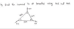 b) Find the current in all branches wing KCL and KVL... | Filo