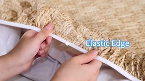 TableclothCircular Vinyl-Lined Flannel Tablecloth with Elastic Edge Design, Waterproof, Oil Resistant, wipeable and Reusable (Weaving, for Up to 57-65 Inch Round Table)