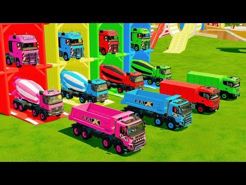 ALL MIXER TRUCKS WITH DOUBLE FLATBED TRAILER | FARMING SIMULATOR 22