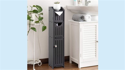 Watch Easy to Assemble Two Door Bathroom Storage Cabinet on Amazon Live
