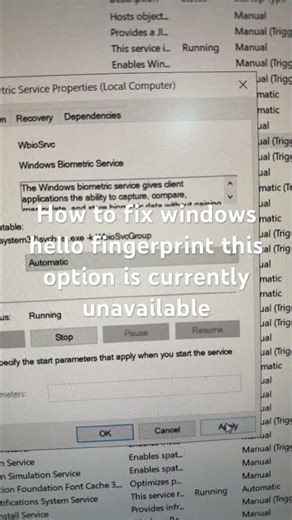 How to fix windows hello fingerprint this option is currently unavailable