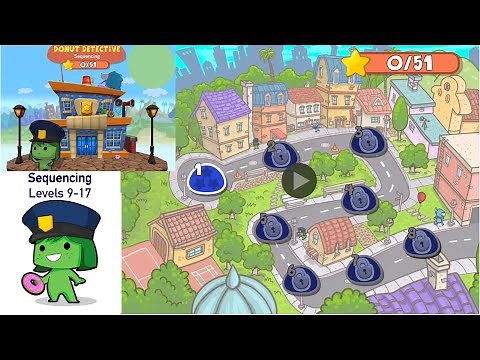 Puzzles Level 1- 9-17 | CodeSpark Academy learn Sequencing in Donut Detective | Gameplay Tutorials
